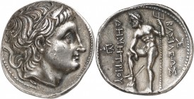 Macédoine - Démétrios Poliorcète (306-284) Tétradrachme - Amphipolis (289-288) Magnifique portrait de haut relief. Rayure au revers. Exemplaire de la ...