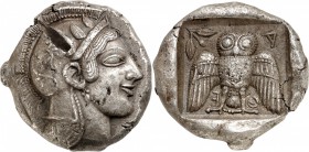 Grèce - Attique - Athènes Décadrachme (467-465) D’une frappe parfaitement centrée, d’un style remarquable et d’un haut relief exceptionnel - Un des pl...