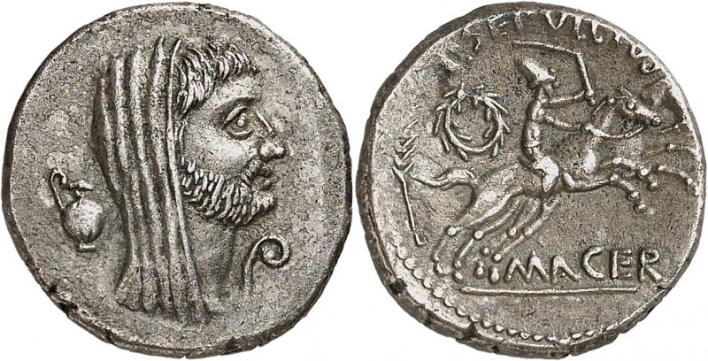 Marc Antoine (43-33) et P. Sepullius Macer Denier - Rome (44 av. J. C.) Très rar...