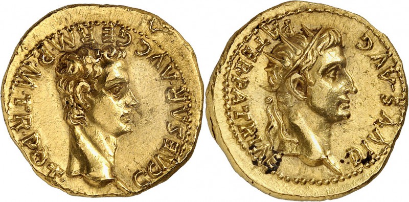 Caligula (37-41) et Auguste Aureus - Lyon (37-38) Rarissime dans cette qualité h...