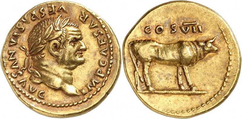Vespasien (69-79) Aureus - Rome (76) D’une qualité et d’un style remarquables. E...