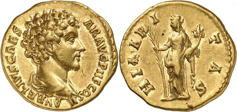 Marc Aurèle (161-180) Aureus - Rome (145-147) Petite rayure au revers. 6.96g - C...
