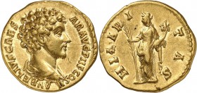 Marc Aurèle (161-180) Aureus - Rome (145-147) Petite rayure au revers. 6.96g - Cal. 1862 TTB à superbe - XF
