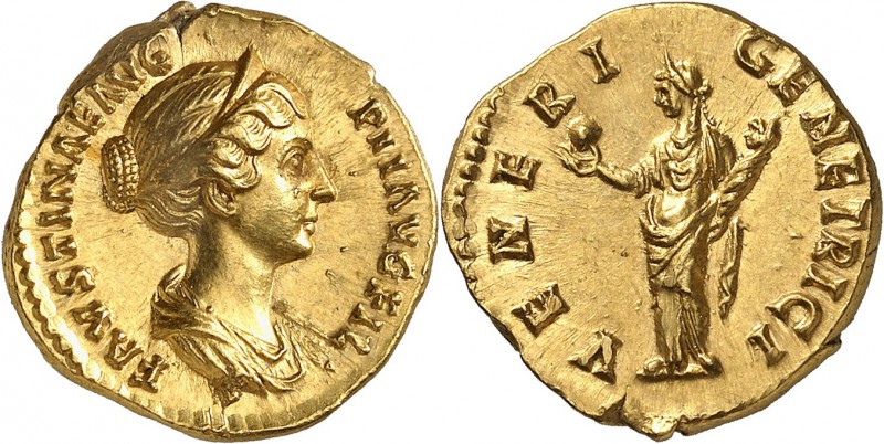 Faustine II Aureus - Rome (138-161) D’une qualité et d’un style exceptionnel. Pe...
