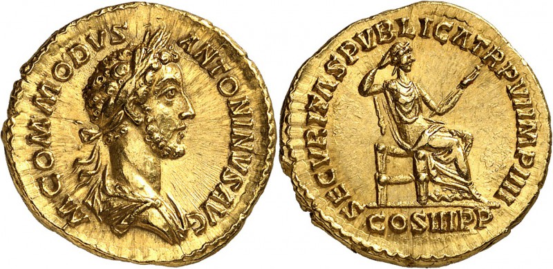 Commode (180-192) Aureus - Rome (190-191) D’une qualité exceptionnelle et d’un s...