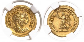Septime Sévère (193-211) et Caracalla Aureus - Rome (202-210) D’une qualité remarquable. Semble unique sans la cuirasse. Exemplaire de la vente H.J. B...
