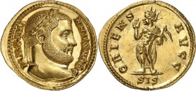 Galère Maximien (293-311) Aureus - Siscia (302-305) D’un style exceptionnel, de très haut relief et d’une qualité hors norme. Probablement le plus bel...