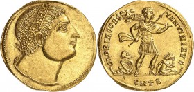 Constantin Ier le Grand (310-337) Médaillon d’un solidus et demi - Thessalonique (327) D’une insigne rareté et d’une qualité remarquable. Exemplaire d...
