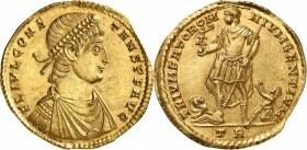 Constant Ier (337-350) Médaillon de 3 solidi - Trèves (342-343) Unique et d’une qualité hors norme. Exemplaire de la vente Münzen & Medaillen 53 du 29...