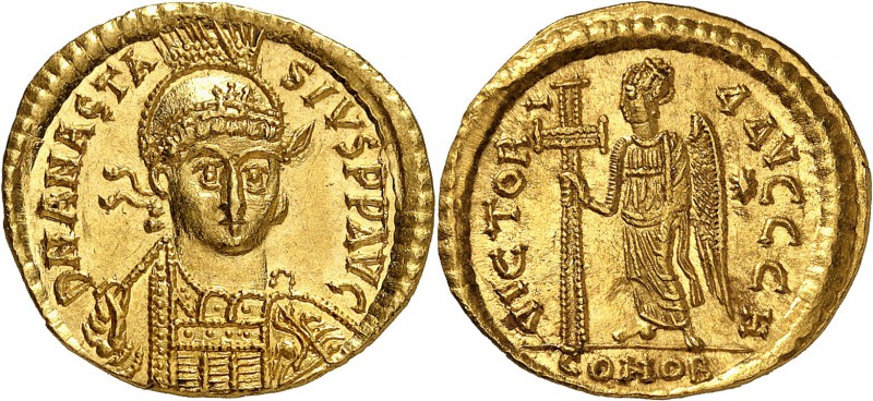 Anastase (491-518) Solidus - Constantinople (492-507) Monnaie parfaite - Style d...