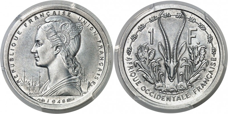 Afrique Occidentale Française Pré-série du 1 franc aluminium - 1948. La signatur...