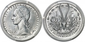 Afrique Occidentale Française Pré-série du 1 franc aluminium - 1948. La signature du graveur Bazor est soulignée. Inédit - Unique ? 1.3g - Lec. manque...
