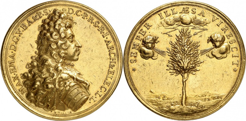 Allemagne - Bavière Maximilien II Emmanuel (1679-1726) Médaille en or au poids d...