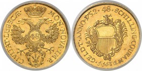 Allemagne - Lubeck Ville Libre (1226-1937) Epreuve en or du 48 schillings argent - 1752 JJJ. D’une insigne rareté. Exemplaire de la vente Sincona 9 du...
