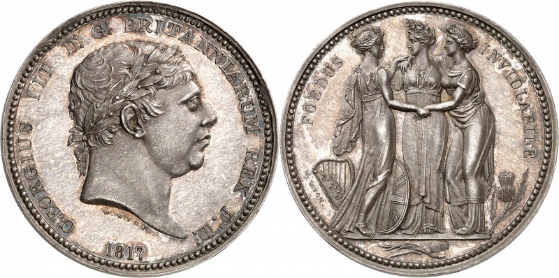 Angleterre Georges III (1760-1820) Epreuve sur flan bruni de la couronne « Three...