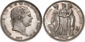 Angleterre Georges III (1760-1820) Epreuve sur flan bruni de la couronne « Three Graces » 1817 W. Wyon. Tranche lisse - Frappe médaille. D’une extrême...