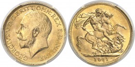 Angleterre Georges V (1910-1936) 1 souverain or - 1911. Magnifique exemplaire. 7.98g - Fr. 404 FDC - PCGS MS 64+