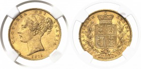 Australie Victoria (1837-1901) 1 souverain or - 1871 S Sydney. Fautée - Très rare. 7.98g - Fr. 11 Superbe à FDC - NGC MS 62 Mint Error (obv. laminatio...