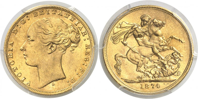 Australie Victoria (1837-1901) 1 souverain or - 1874 S Sydney. Rare dans cette q...