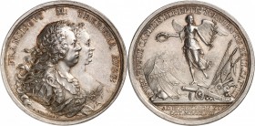 Autriche - Saint Empire François I (1745-1765) Médaille en argent - 1758 - A. Wideman. Commémore la victoire de l’armée impériale sur les prussiens à ...