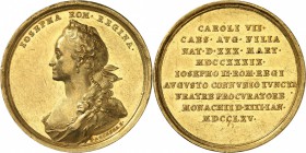 Autriche - Saint Empire François I (1745-1765) Médaille en or de 15 ducats - 1765 - F. A. Schega. Commémore le mariage de Joseph II et Josepha de Bavi...