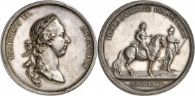 Autriche - Saint Empire Joseph II (1765-1790) Médaille en argent - 1769 - M. Krafft. Commémore le voyage de Joseph II en Italie. 43.48g - 49mm - Juliu...