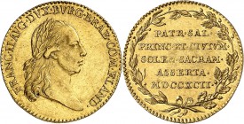 Autriche - Saint Empire François II (1792-1806) Médaille en or de 1 ducat - 1792 - T. Van Berckel. Commémore l’allégeance des Flandres le 31 juillet 1...