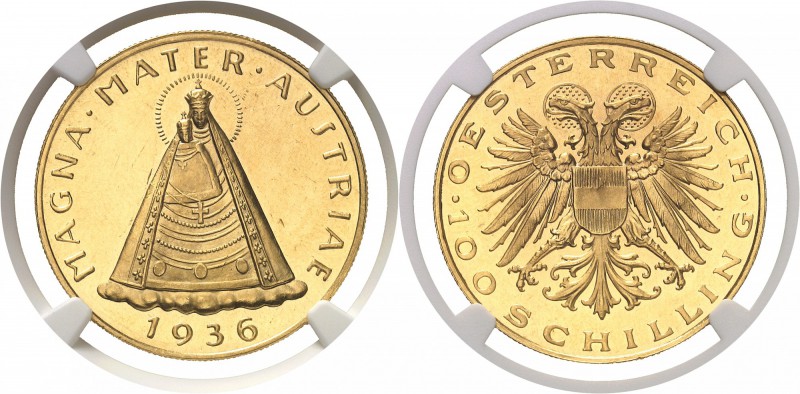 Autriche Première République (1918-1938) 100 schillings or à la Vierge - 1936. D...
