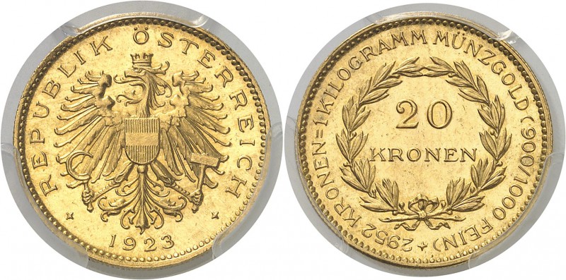 Autriche Première République (1918-1938) 20 couronnes or - 1923. Année rare. 6.7...