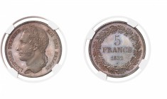 Belgique Léopold Ier (1831-1865) Epreuve en bronze du 5 francs - 1832. Tranche A. Exemplaire de la collection Matagne acheté le 13 janvier 1946. Sembl...