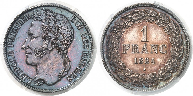 Belgique Léopold Ier (1831-1865) 1 franc - 1834. Rare dans cette qualité. Le plu...