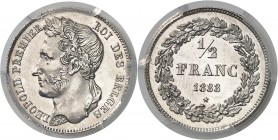 Belgique Léopold Ier (1831-1865) 1/2 franc - 1833. Rarissime dans cette qualité. Exemplaire de la collection Matagne acheté le 20 décembre 1961. 2.5g ...