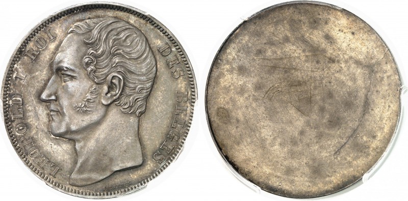 Belgique Léopold Ier (1831-1865) Epreuve en argent uniface du 5 francs - 1847 - ...