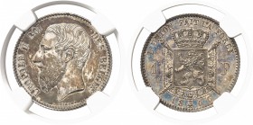 Belgique Léopold II (1865-1909) Epreuve en argent du 1 franc - 1866. Rarissime. Exemplaire de la collection Matagne. 5.0g - Dupriez 1038 Frappe d’Epre...