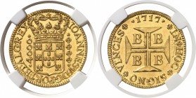 Brésil Jean V (1706-1750) 4000 reis or - 1717 B Bahia. D’une qualité exceptionnelle. Le plus bel exemplaire gradé. 10.75g - Fr. 30 Pratiquement FDC - ...