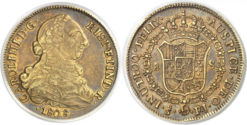 Chili Charles IV (1788-1808) 8 escudos or - 1808 So FJ Santiago. Magnifique exem...