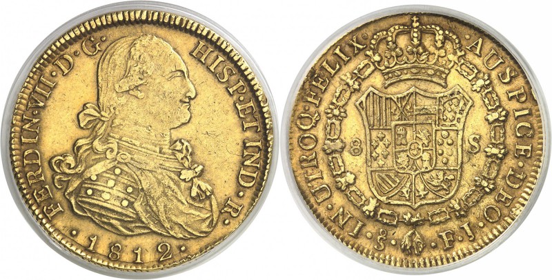 Chili Ferdinand VII (1808-1818) 8 escudos or - 1812 So FJ Santiago. Point entre ...
