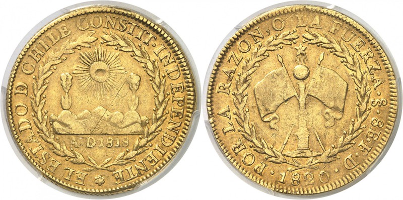Chili Première République (1818-1830) 8 escudos or - 1820 FD So Santiago. Type r...