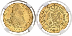 Colombie Charles IV (1788-1808) 8 escudos or - 1795 P JF Popayan. Magnifique exemplaire - Eldorado Collection. 27.06g - Fr. 52 Superbe à FDC - NGC MS ...