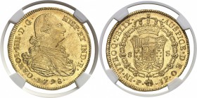 Colombie Charles IV (1788-1808) 8 escudos or - 1798 P JF Popayan. Exemplaire d’une qualité exceptionnelle. Eldorado Collection. Le plus bel exemplaire...