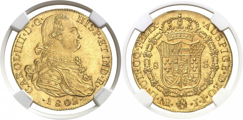 Colombie Charles IV (1788-1808) 8 escudos or - 1802 NR JJ Santa Fe (Bogota). D’u...