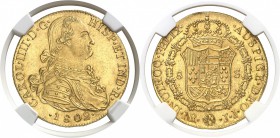 Colombie Charles IV (1788-1808) 8 escudos or - 1802 NR JJ Santa Fe (Bogota). D’une qualité hors norme. Rarissime en GEM. Le plus bel exemplaire gradé....