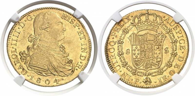 Colombie Charles IV (1788-1808) 8 escudos or - 1804 P JF Popayan. Exemplaire d’u...