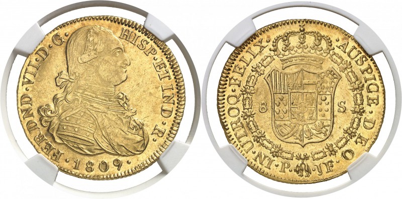 Colombie Ferdinand VII (1808-1819) 8 escudos or - 1809 P JF Popayan. Exemplaire ...
