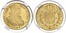 Colombie Ferdinand VII (1808-1819) 8 escudos or - 1809 P JF Popayan. Exemplaire d’une qualité exceptionnelle. 27.06g - Fr. 61 Pratiquement FDC - NGC M...
