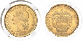 Colombie Etats-Unis (1863-1886) 20 pesos or - 1870 Bogota. Frappé au poids et titre d’un 100 francs. Magnifique exemplaire - Très rare en MS. Eldorado...