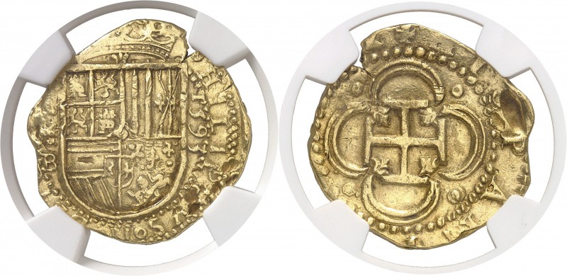 Espagne Philippe II (1556-1598) 4 escudos or - 1593 S B Séville. Magnifique exem...