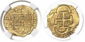 Espagne Philippe IV (1621-1665) 4 escudos or - Date illisible S R Séville. Rarissime dans cette qualité. Le plus bel exemplaire gradé. 13.73g - Fr. 20...