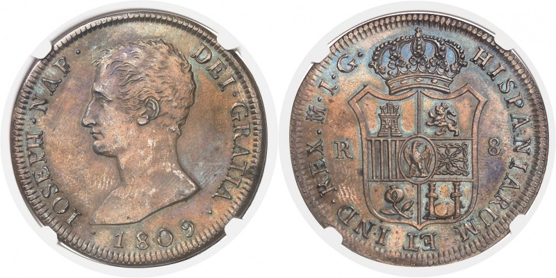 Espagne Joseph Napoléon (1808-1814) Epreuve en bronze du 8 réales argent - 1809 ...