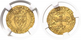France Charles VII (1422-1461) 1/2 écu d’or à la couronne - 2ème émission du 12 août 1445 Point 18ème Paris. Très rare et d’une qualité exceptionnelle...